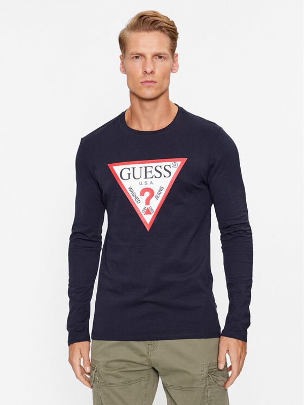 Guess Guess Majica dugih rukava Original Logo M2YI31 I3Z14 Tamnoplava Slim Fit