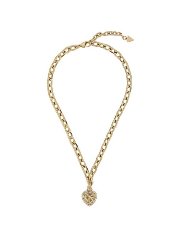 Guess Guess Ogrlica Heart Cage JUBN03 093JW Žuta pozlata