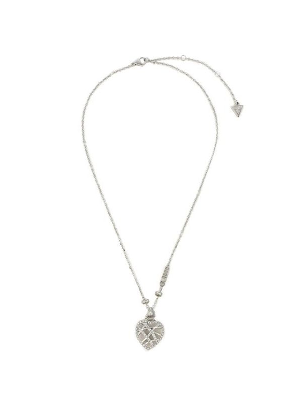 Guess Guess Ogrlica Heart Cage JUBN03 099JW Srebrni premaz od rodija