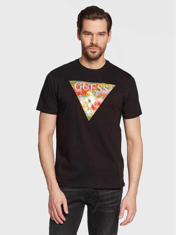 Guess Guess T-shirt Abstract Logo M3GI57 K9RM1 Crna Slim Fit