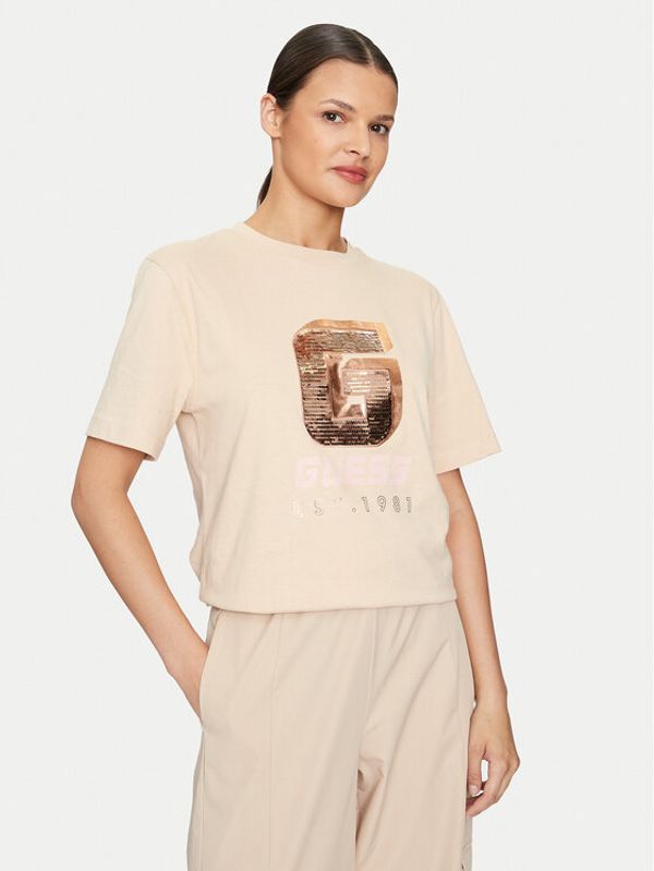 Guess Guess T-shirt Ines V4YI07 I3Z14 Bež Regular Fit