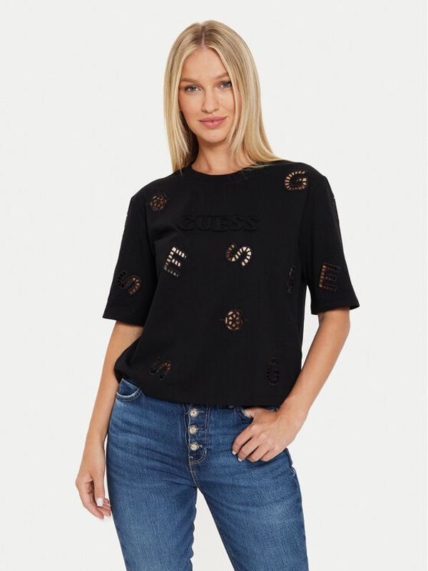 Guess Guess T-shirt Peony V4YI16 I3Z14 Crna Boxy Fit