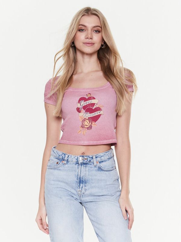 Guess Guess T-shirt Romance W3RI07 KA0H1 Ružičasta Slim Fit