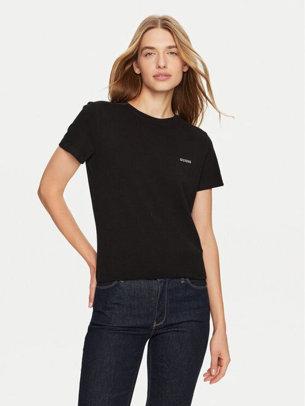 Guess Guess T-shirt V4BI04 KCBF1 Crna Slim Fit
