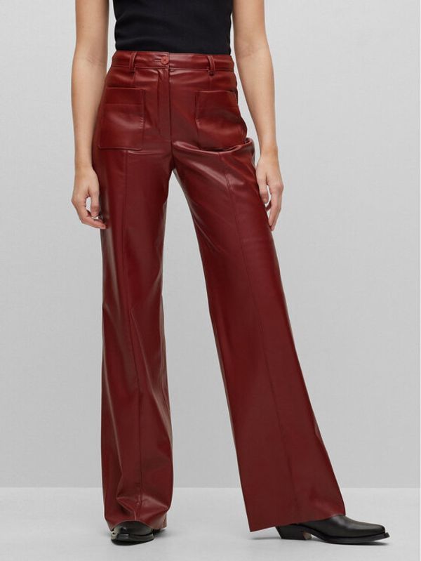 Hugo Hugo Hlače od imitacije kože 50482536 Crvena Straight Fit
