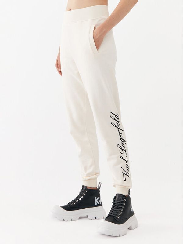 KARL LAGERFELD KARL LAGERFELD Donji dio trenerke 231W1050 Écru Regular Fit