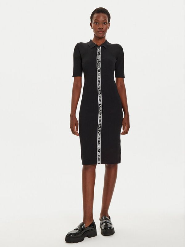 KARL LAGERFELD KARL LAGERFELD Džemper haljina 246W1320 Crna Slim Fit