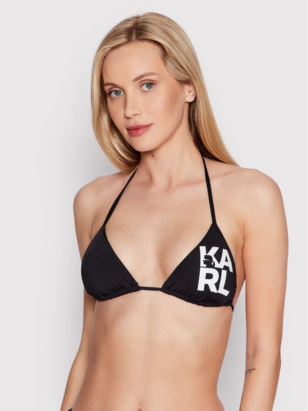 KARL LAGERFELD KARL LAGERFELD Gornji dio kupaćeg kostima Printed Logo KL22WTP01 Crna