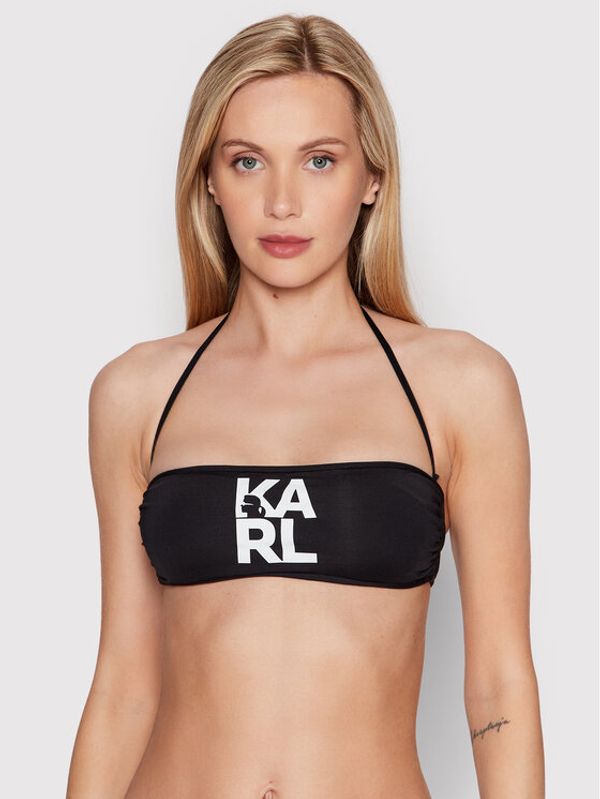 KARL LAGERFELD KARL LAGERFELD Gornji dio kupaćeg kostima Printed Logo KL22WTP02 Crna