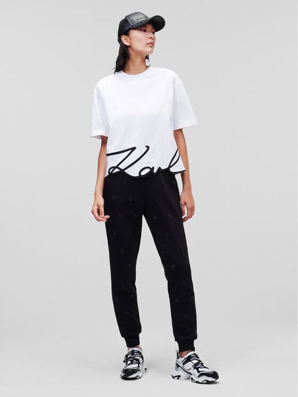 KARL LAGERFELD KARL LAGERFELD T-shirt Signature Hem 226W1703 Bijela Relaxed Fit
