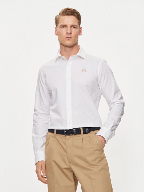 La Martina La Martina Košulja YMC002 PP483 Bijela Slim Fit