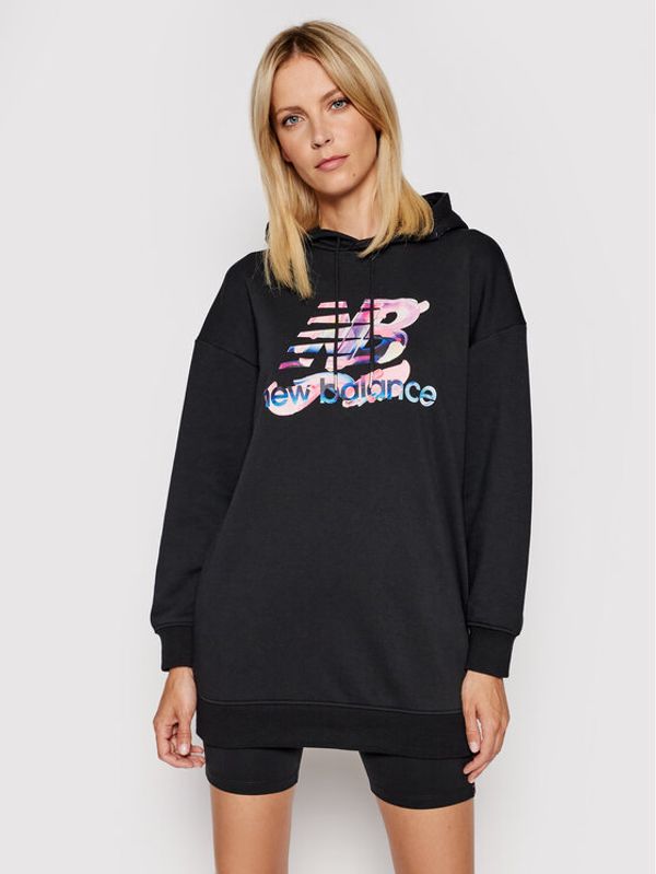 New Balance New Balance Džemper haljina Athletics Erin Loree Hoodie WD11506 Crna Oversize