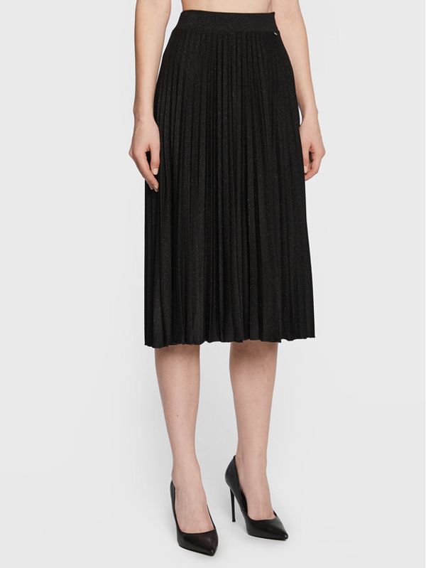 Nissa Nissa Plesirana suknja F13604 Crna Regular Fit