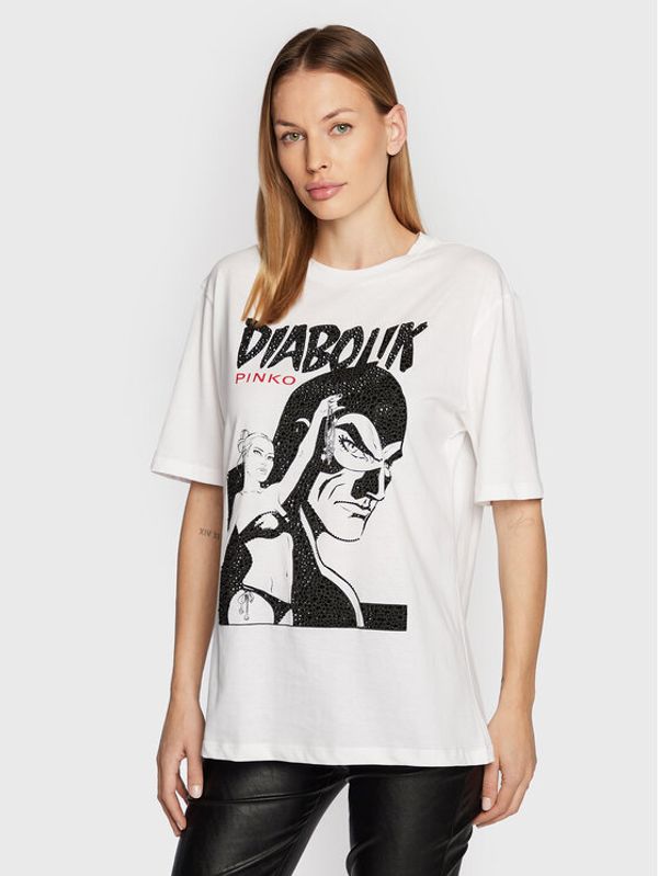 Pinko Pinko T-shirt DIABOLIK Fabiola 1L1099 Y5SN Bijela Regular Fit