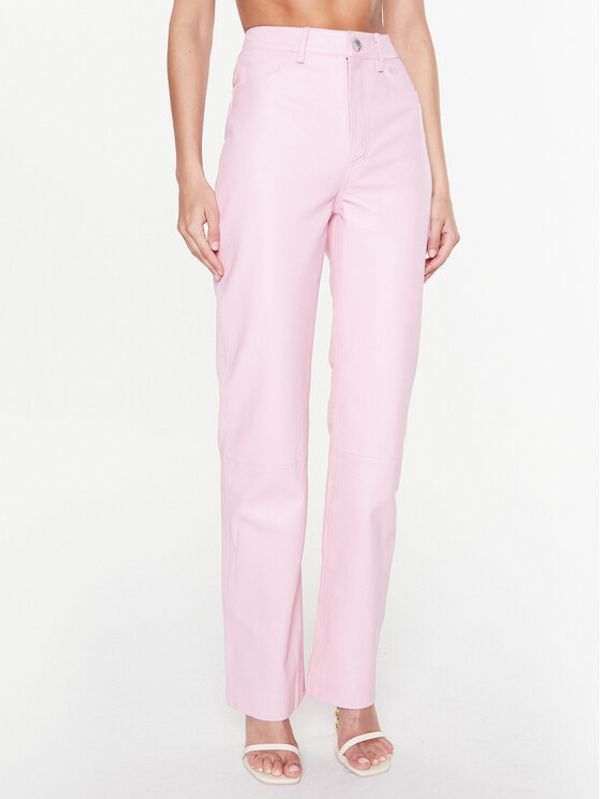 Remain Remain Kožne hlače Leather Straight RM2044 Ružičasta Straight Fit