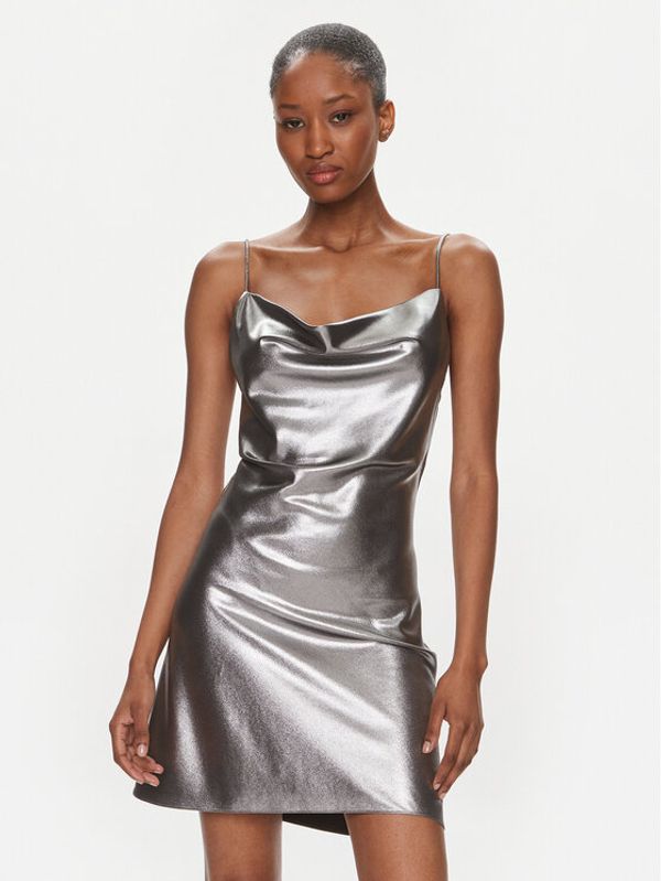 ROTATE ROTATE Koktel haljina Metallic Mini Slip 1116472293 Srebrna Regular Fit