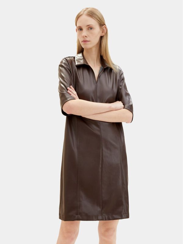 Tom Tailor Tom Tailor Kožna haljina 1039176 Smeđa Regular Fit