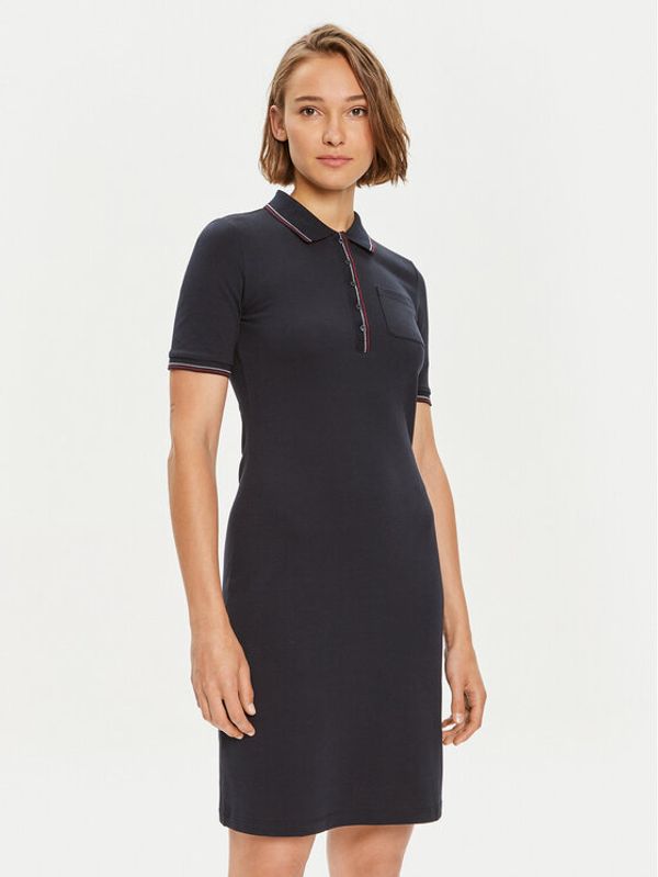 Tommy Hilfiger Tommy Hilfiger Haljina za svaki dan Slim RWb Tipping Polo 1/2SLV DRS WW0WW42114 Tamnoplava Slim Fit