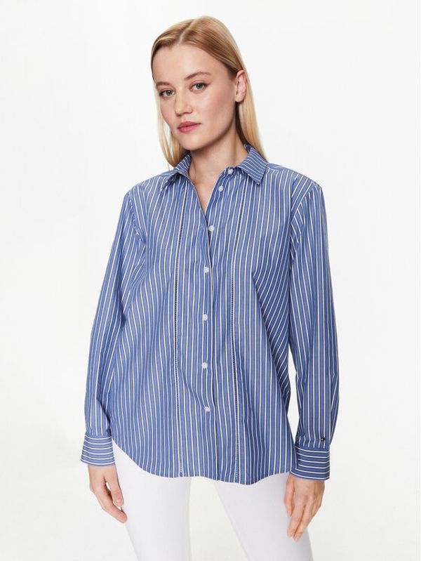 Tommy Hilfiger Tommy Hilfiger Košulja Stripe WW0WW37996 Tamnoplava Relaxed Fit