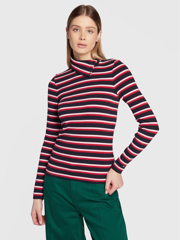 Tommy Hilfiger Tommy Hilfiger Majica Button Rib WW0WW37209 Tamnoplava Slim Fit