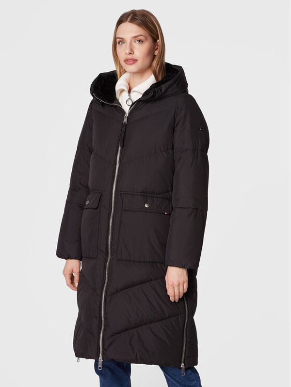 Tommy Hilfiger Tommy Hilfiger Pernata jakna Chevron Sorona WW0WW36210 Crna Relaxed Fit