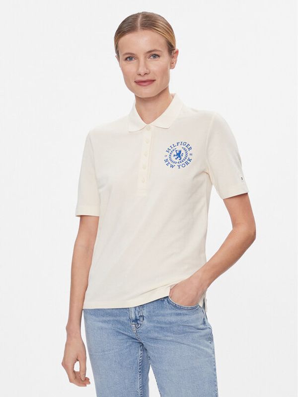 Tommy Hilfiger Tommy Hilfiger Polo Reg Crest Emb Polo Ss WW0WW41061 Écru Regular Fit