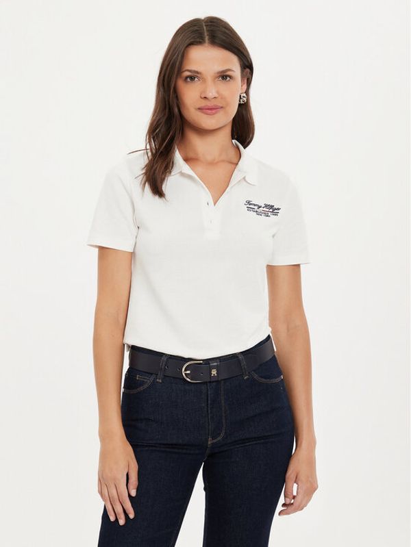 Tommy Hilfiger Tommy Hilfiger Polo Script WW0WW43624 Écru Slim Fit
