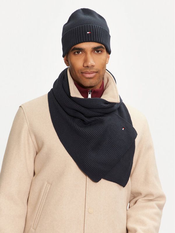 Tommy Hilfiger Tommy Hilfiger Set šal i kapa Flag Pima Cotton Beanie & Scarf AM0AM12937 Tamnoplava