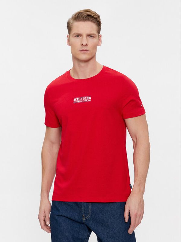 Tommy Hilfiger Tommy Hilfiger T-shirt Small Hilfiger Tee MW0MW34387 Crvena Slim Fit