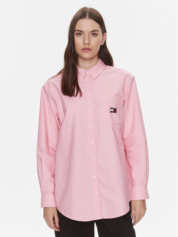 Tommy Jeans Tommy Jeans Košulja Badge Boyfriend DW0DW17351 Ružičasta Relaxed Fit