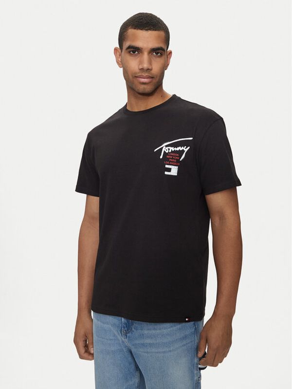 Tommy Jeans Tommy Jeans T-shirt Graffiti Sig DM0DM18529 Crna Regular Fit