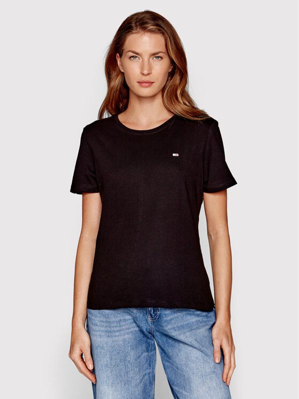 Tommy Jeans Tommy Jeans T-shirt Soft Jersey DW0DW14616 Crna Regular Fit