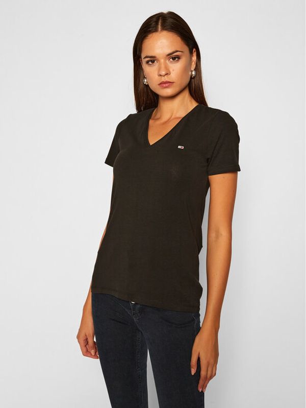 Tommy Jeans Tommy Jeans T-shirt Tjw Skinny Stretch DW0DW09197 Crna Slim Fit