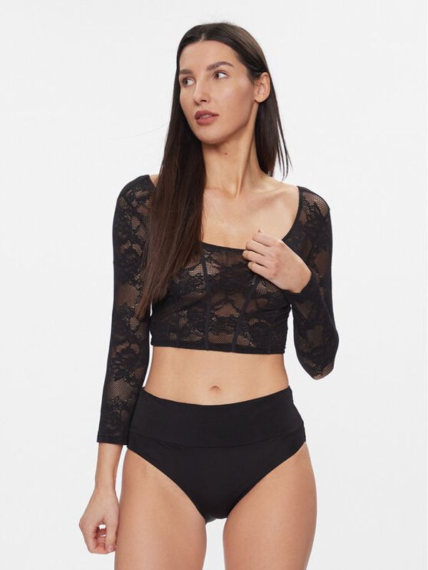 Triumph Triumph Majica Smart Deco Crop Top 10215947 Crna Slim Fit