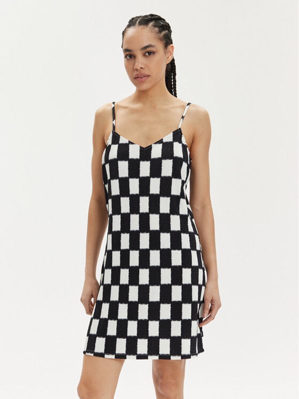 Vans Vans Ljetna haljina Benton Checker Cami Dress VN000GB3 Crna Slim Fit
