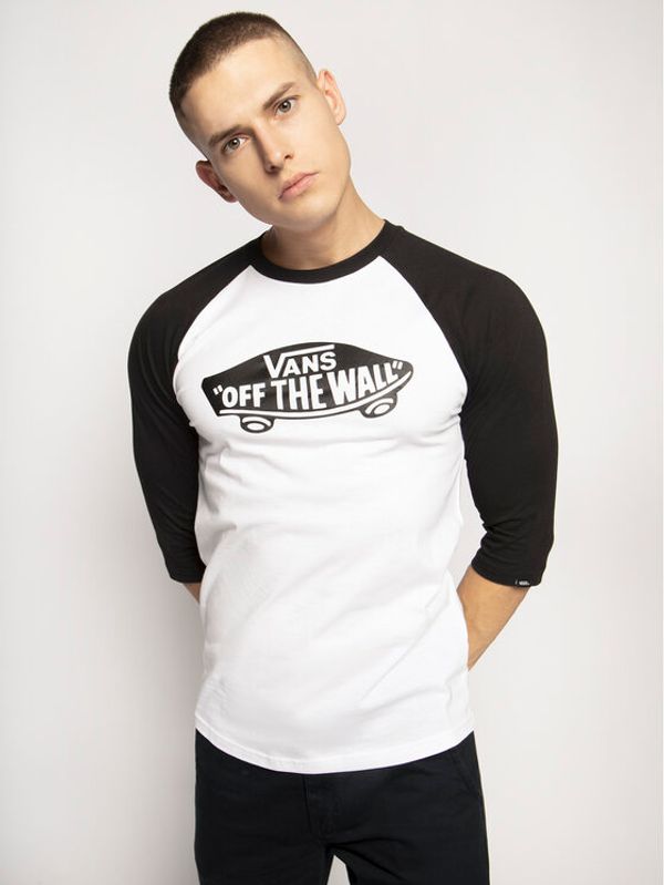 Vans Vans Majica dugih rukava Raglan Athletic VN000XXMYB21 Bijela Slim Fit