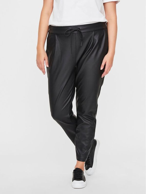 Vero Moda Curve Vero Moda Curve Hlače od imitacije kože 10225775 Crna Regular Fit