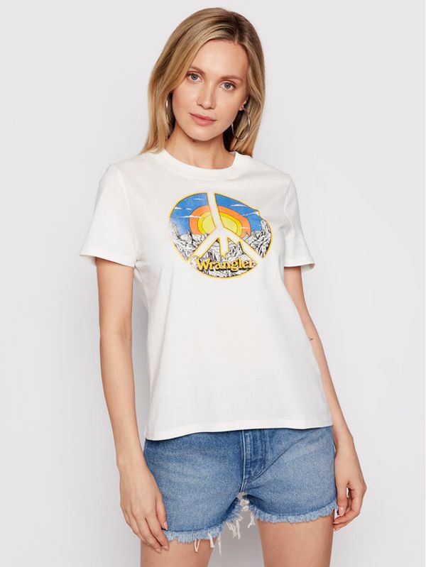 Wrangler Wrangler T-shirt High Rib W7N9GHW05 112132003 Bež Regular Fit
