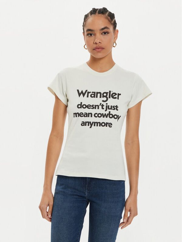 Wrangler Wrangler T-shirt Shrunken Band 112356451 Bijela Slim Fit