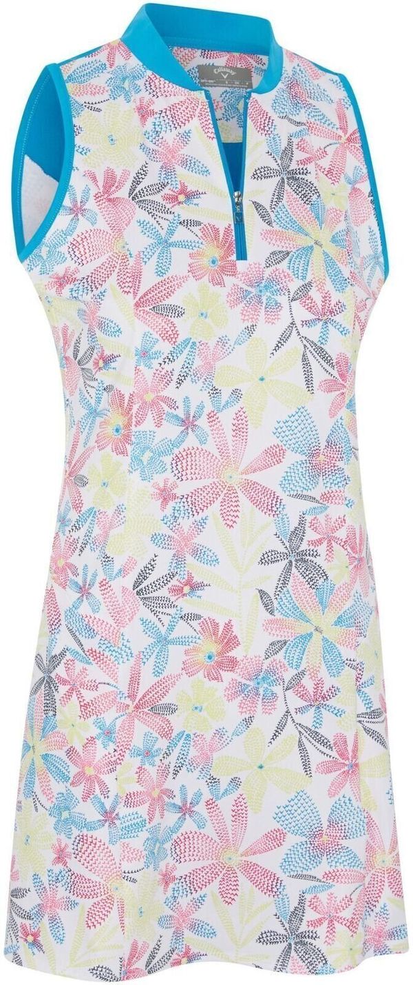 Callaway Callaway Womens Chev Floral Dress With Back Flounce Brilliant White XL