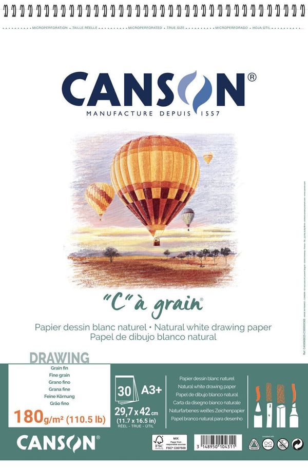 Canson Canson Sp Càgrain Blok za skiciranje A3 180 g White