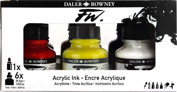 Daler Rowney Daler Rowney FW Acrylic Ink Cardboard Box Starter Set FW Set of Acrylic Ink 6 x 29,5 ml