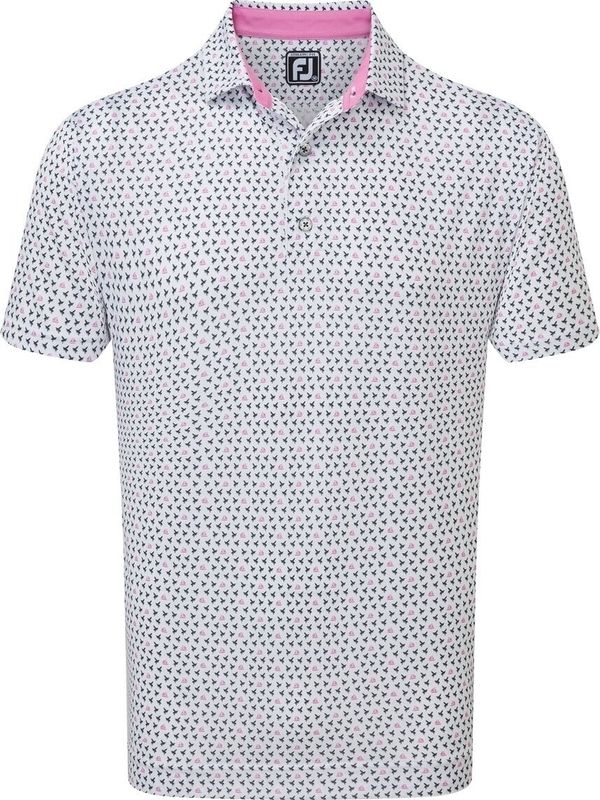 Footjoy Footjoy Wasp Print Lisle White/Black/Pink XL Polo majica