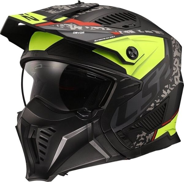 LS2 LS2 OF606 Drifter Devor Matt Black/Hi-Vis Yellow XL Kaciga