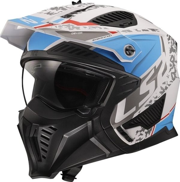 LS2 LS2 OF606 Drifter Devor Matt White/Blue XL Kaciga