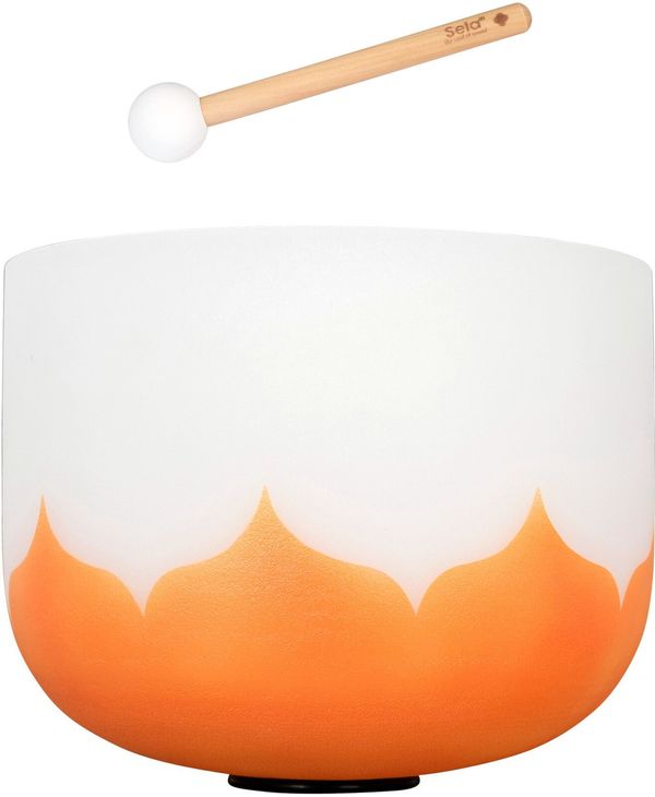 Sela Sela 10" Crystal Singing Bowl Lotus 440 Hz D - Orange (Sacral Chakra). incl. 1 Wood Mallet