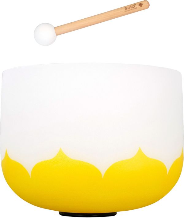 Sela Sela 10" Crystal Singing Bowl Lotus 440 Hz E - Yellow (Solar Plexus Chakra) incl. 1 Wood Mallet