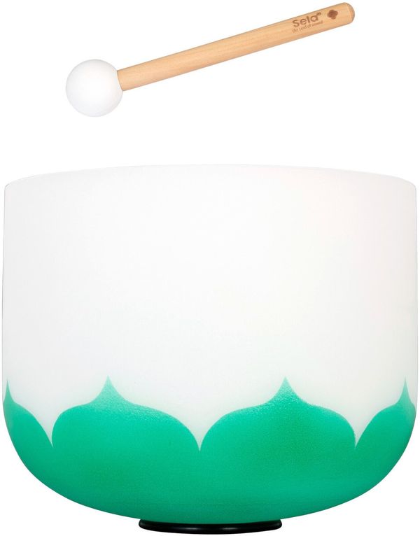 Sela Sela 10" Crystal Singing Bowl Lotus 440 Hz F - Green (Heart Chakra) incl. 1 Wood Mallet