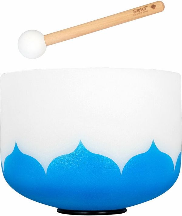 Sela Sela 10“ Crystal Singing Bowl Set Lotus 432Hz G - Blue (Throat Chakra)