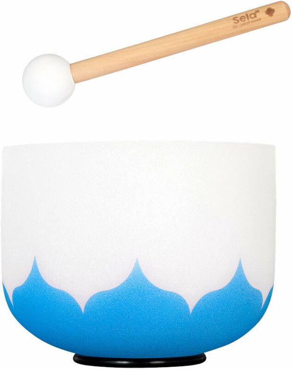 Sela Sela 8" Crystal Singing Bowl Lotus 440 Hz G - Blue (Throat Chakra) incl. 1 Wood Mallet